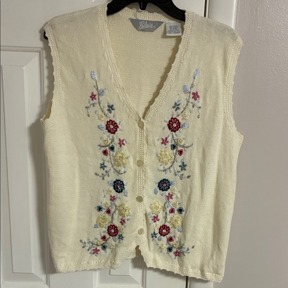 BLAIR Cream Floral Embroidered Vest